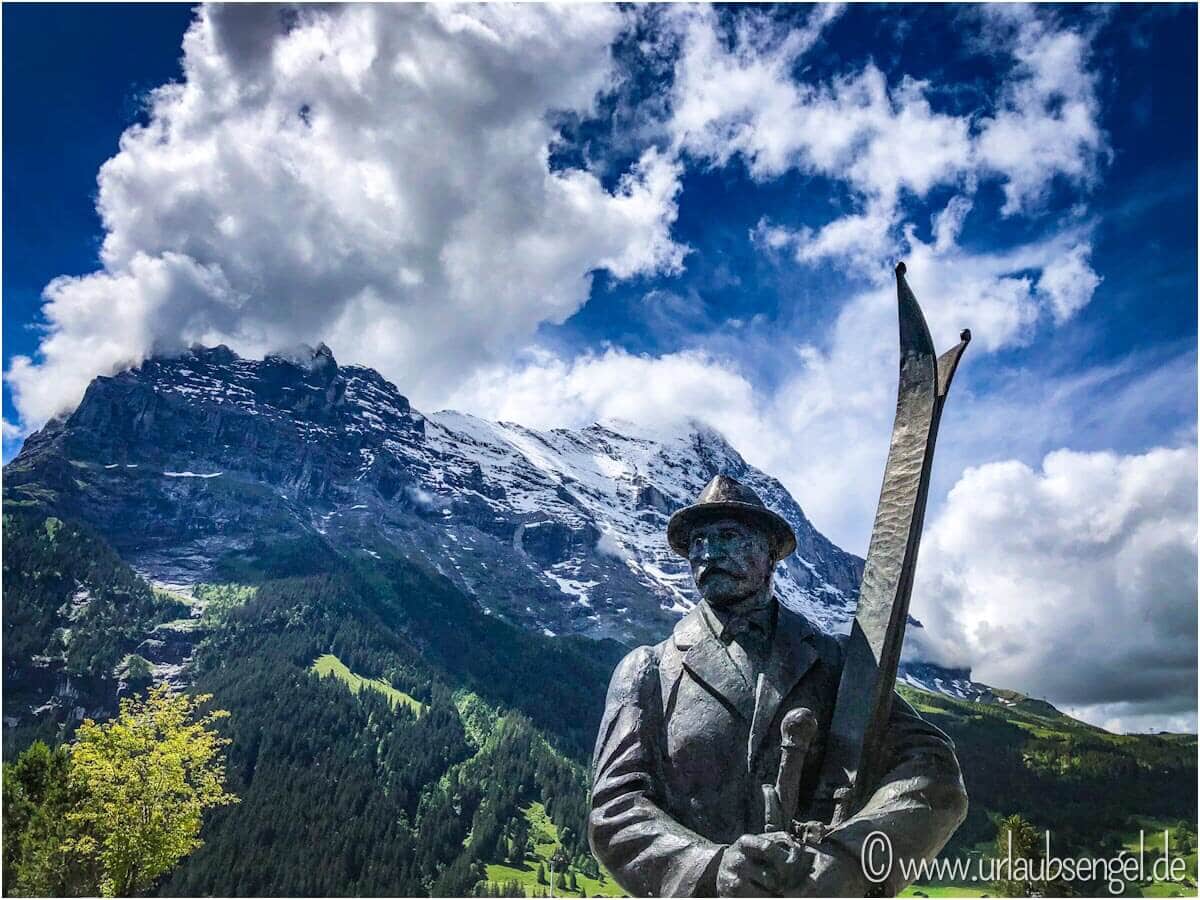Skifahrer Statue in Grindelwald, Schweiz