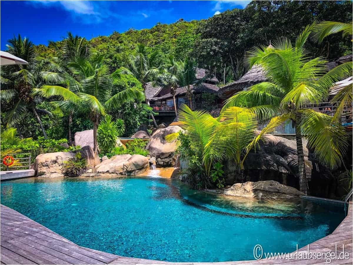 Pool des Constance Lemuria, Praslin, Seychellen